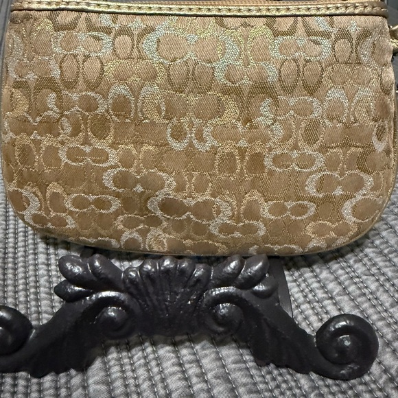 COACH Gold Metallic Signature Wristlet *GREAT USED CONDITION* - Picture 1 of 5